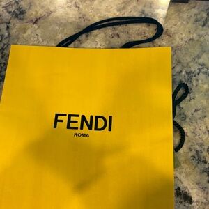 Fendi Roma Yellow Tote with Black Accents